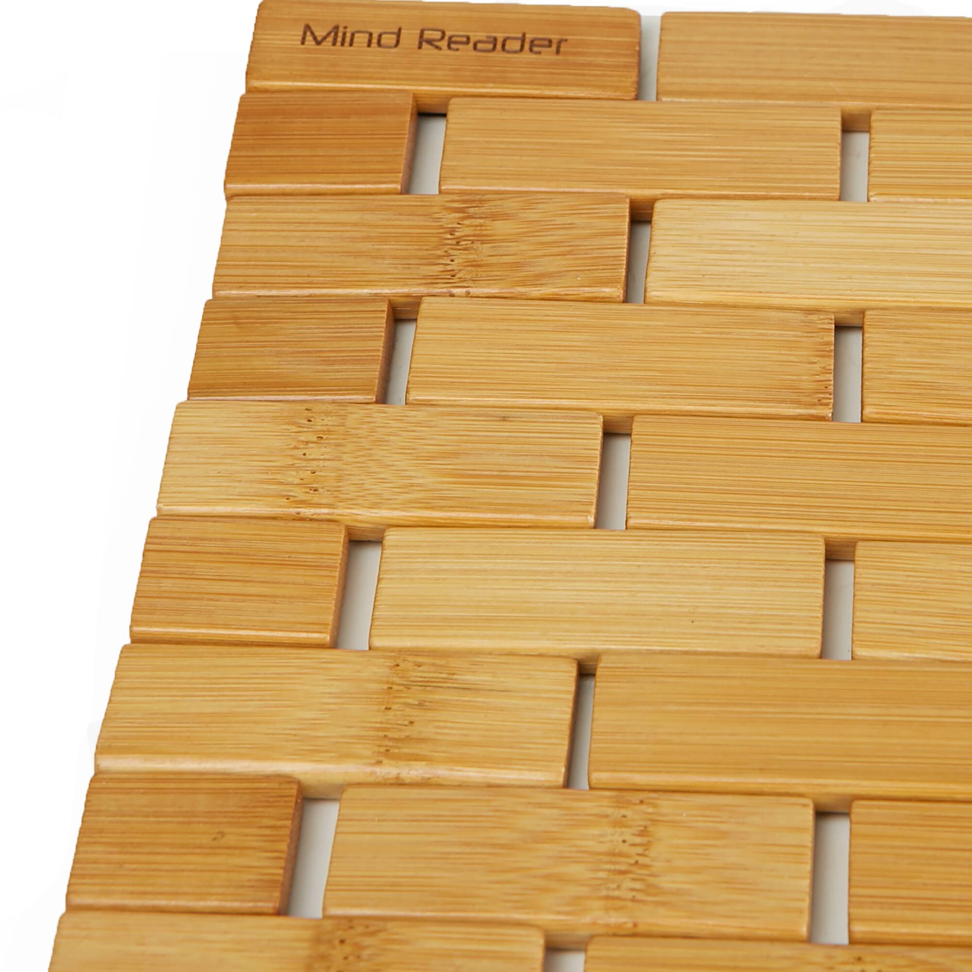Mind Reader 23" Brown Luxury Bamboo Shower Bath Mat